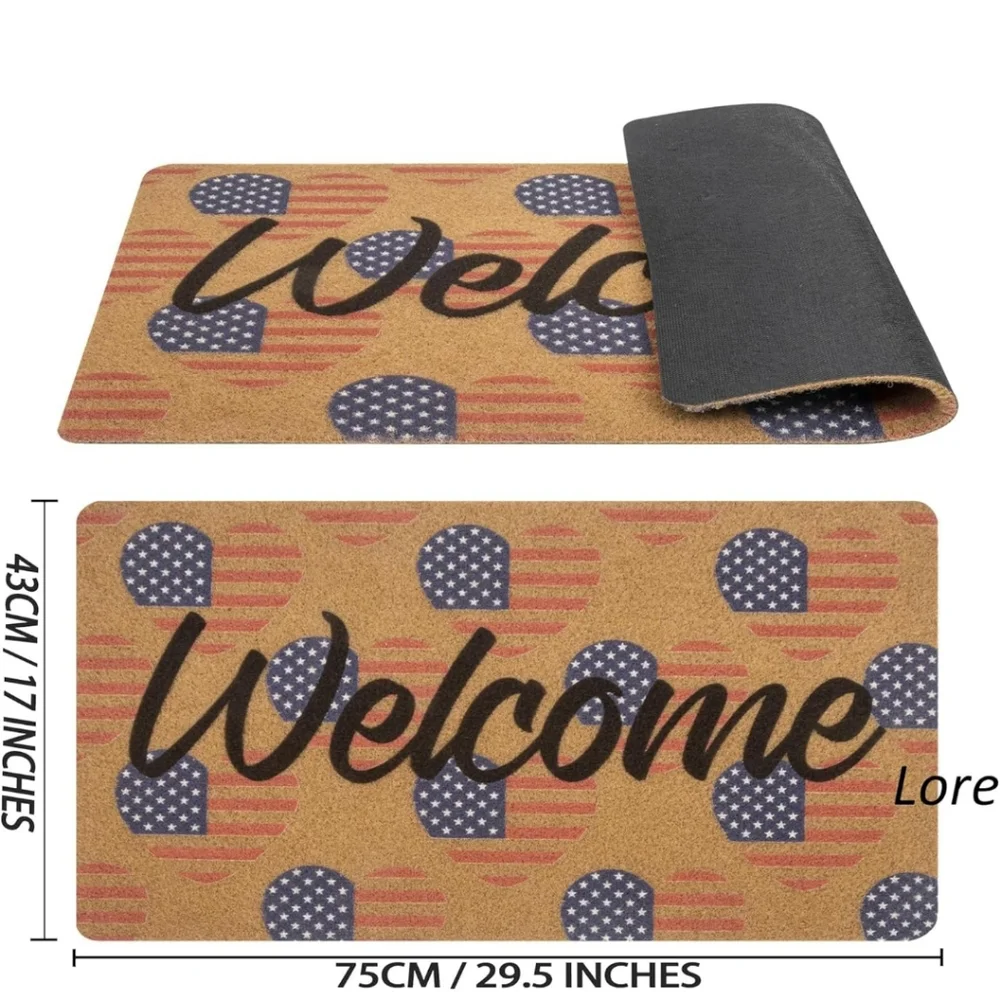 NWT patriotic USA flag hearts door mat floor mat welcome mat American flag